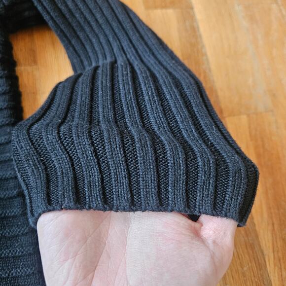 French Connection Sweater Womens‎ M Black Cotton Ribbed Mock Neck Chunky Tunic - Picture 5 of 8